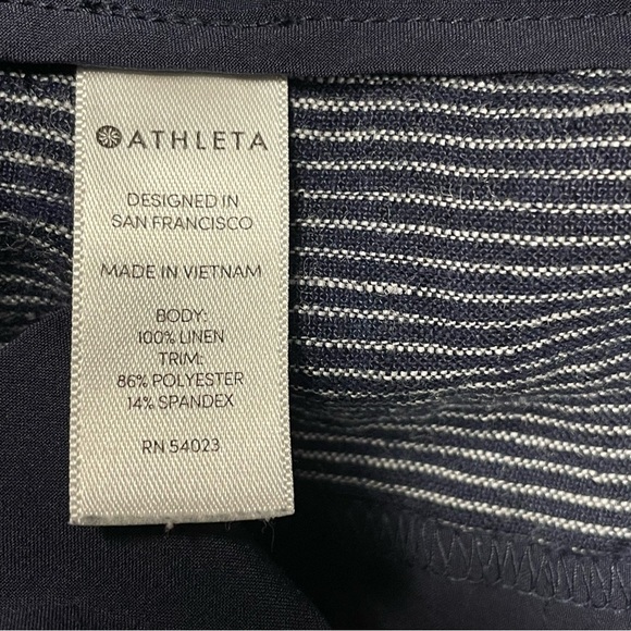 ATHLETA Navy Blue Striped Bali Linen Shorts Size 12 - Picture 12 of 13